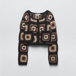 Zara crochet sweater brown black sold out